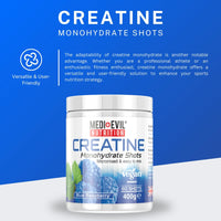 Medi-Evil Nutrition Creatine Monohydrate Powder 400g, Blue Raspberry Flavour, Micronised for Easy Mixing, Improve Strength and Physical Performance