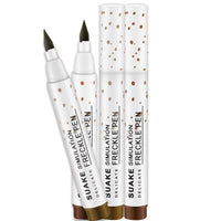 HAORQEE Freckle Pen Freckle Tint Set, 2 Colors Fake Freckles Makeup Pen Natural Lifelike Long-Lasting Waterproof Freckle Stamp for a Natural Sun-Kissed Makeup(Light Brown + Dark Brown)