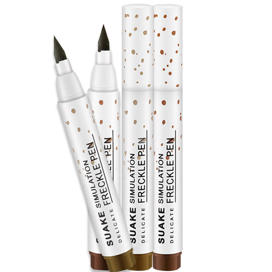 HAORQEE Freckle Pen Freckle Tint Set, 2 Colors Fake Freckles Makeup Pen Natural Lifelike Long-Lasting Waterproof Freckle Stamp for a Natural Sun-Kissed Makeup(Light Brown + Dark Brown)