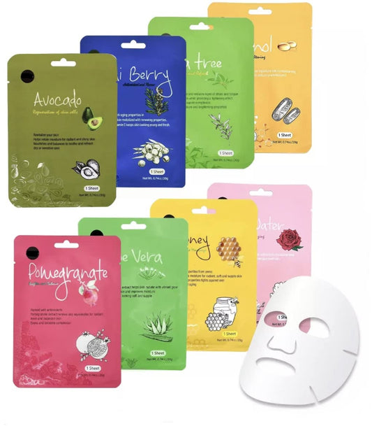 Generic Organic Face Mask,Facial Face Mask,Face Masks Skincare,Collagen Firming Facial Sheet,Face Mask Beauty,Hydrating & Nourishing Masks,Premium Skin Repair Masks For All Skin Types.Mix of 8