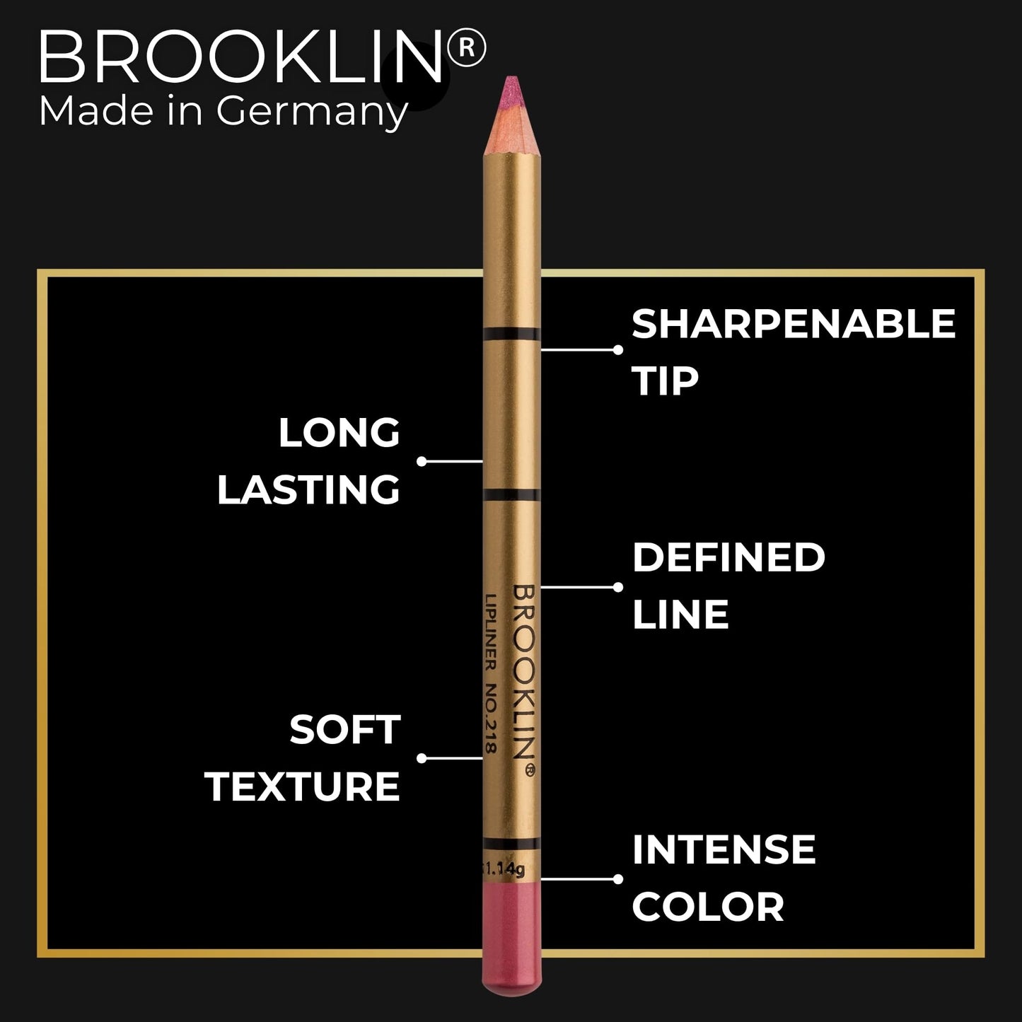 BROOKLIN IMPALA | Brooklin Waterproof Lipliner Color Fuchsia Nacrado 218 | Permanent lip profiler | Water resistant lipstick | Long-term lipliner