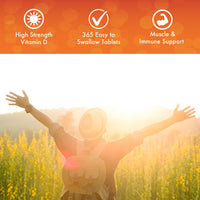 Vitamin D3 Tablets - Maximum High Strength D3 4000IU - One a Day - 365 Days Supply, Easy to Swallow (Adults D3 Tablets) by Sunshine Nutrition. Made in UK.