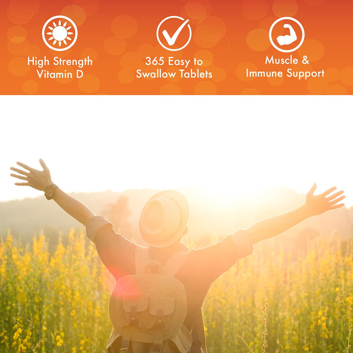 Vitamin D3 Tablets - Maximum High Strength D3 4000IU - One a Day - 365 Days Supply, Easy to Swallow (Adults D3 Tablets) by Sunshine Nutrition. Made in UK.