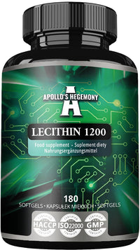 APOLLO'S HEGEMONY Lecithin 1200mg with Vitamin E - 180 Softgel Capsules - High Strength Soy Lecithin Supplement - 6 Months Supply - Supports Cognitive and Cardio Health - by Apollo's Hegemony