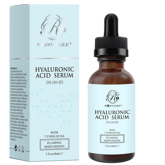 ROSVANEE Hyaluronic Acid Serum for Face 60ml, 5% Hyaluronic Acid + Vitamin B5 with Niacinamide, Anti Aging Serum Intense Hydration Moisture, Vegan and Paraben-Free