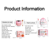 Lip Care Kit, MKNZOME Moisturizing Lip Mask & Lip Scrub Set,Exfoliating Lip Scrub Repair Lip Mask Lip Care Gift Women Girls Overnight Lip Treatment Repair for Dry Chapped Cracked Peel Lips, Lip Lines