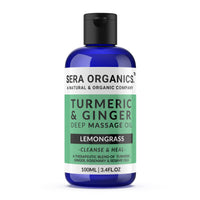 Turmeric & Ginger Massage Oil - 100% Natural Therapy for Lymphatic Drainage, Nerve, Muscle & Joint Relief - Ginger Lemongrass Warming & Relaxing Formula | Made in The UK | Sera Organics (100ml)