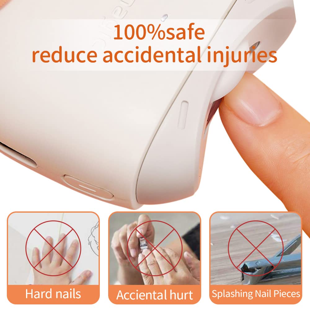 Vanyuei Electric Nail Clippers,Cordless Curved Design, Automatic Nails Blanking Sanding, No Noise, One-Key Operation Portable Nail File for Children Elderly Adults Manicure