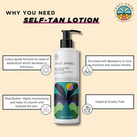 Crazy Angel Vegan Self-Tan Lotion (Medium/Dark Tan). Made in UK. 200ml.