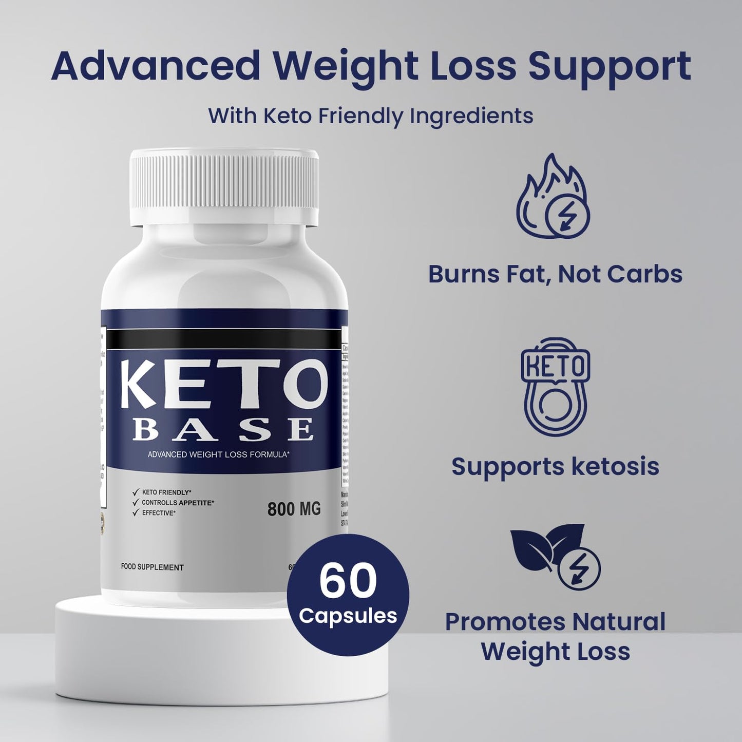 Keto Base Weight Management Capsules – All-Natural Vegan Supplement with Cinnamon Bark, Biotin, Guggul Extract, Weight Management Support, 60 Capsules, Slim Warriors