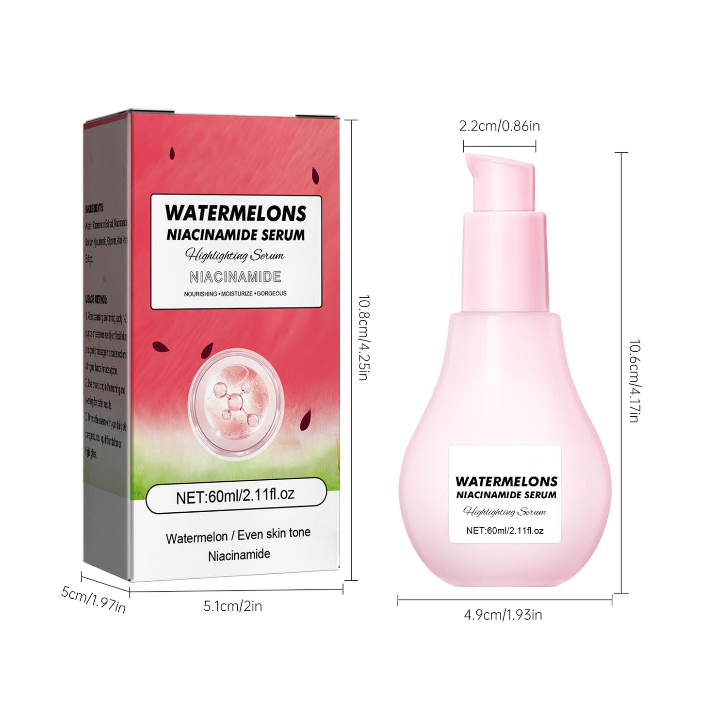 Leogony Watermelon Glow Toner, Niacinamide Dew Drops for Skincare, Pore Tight Serum to Deep Hydration Moisturizing