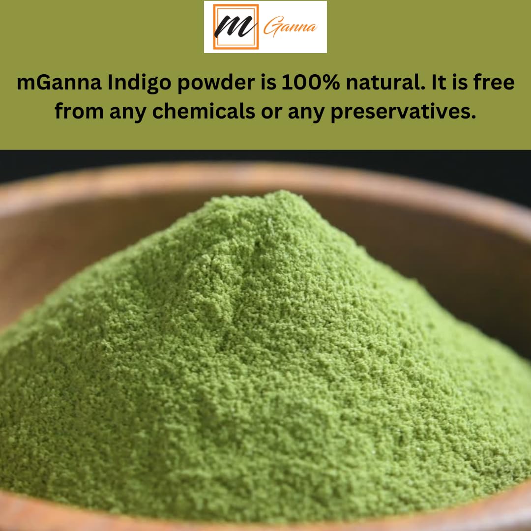 mGanna 100% Natural Indigo Powder for Hair Dye and Coloring 0.50 LBS 227 GMS | No Sulfates | No PPD or Any Chemicals for Healthy Hair Care