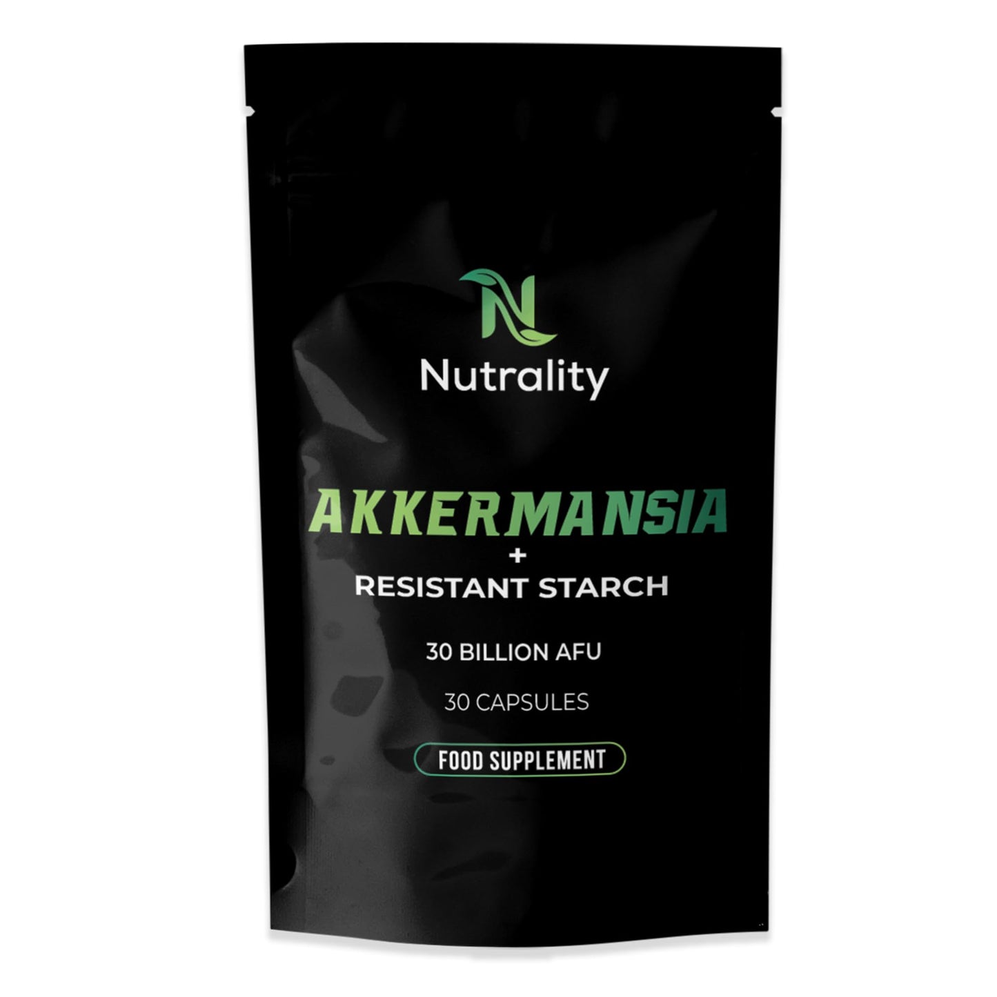 Nutrality Akkermansia Supplement | 30 Capsules with 30 Billion AFU | Resistant Starch for Gut Health | Freeze-Dried for Freshness | Delayed Release for Optimal Absorption | Probiotic Support