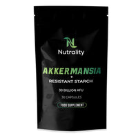 Nutrality Akkermansia Supplement | 30 Capsules with 30 Billion AFU | Resistant Starch for Gut Health | Freeze-Dried for Freshness | Delayed Release for Optimal Absorption | Probiotic Support