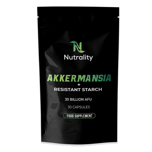 Nutrality Akkermansia Supplement | 30 Capsules with 30 Billion AFU | Resistant Starch for Gut Health | Freeze-Dried for Freshness | Delayed Release for Optimal Absorption | Probiotic Support