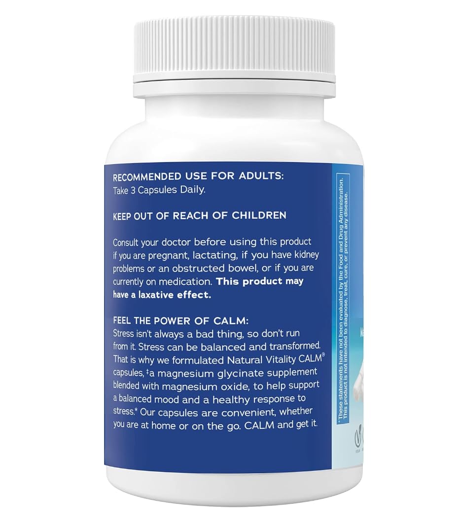Generic Calm Magnesium Glycinate – 325mg, Non-GMO, Gluten-Free, 180 Vegan Capsules