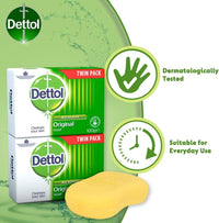 Dettol Anti-Bacterial Original Bar Soap, 2 Count (Total 4 Bars)