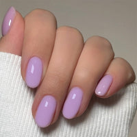 SXVME Pastel Lavender Purple Press On Nails Short Oval, Glossy Short False Nails Almond, Salon Quality Manicure, Reusable Soft Gel Fake Nails for Women Everyday Wear, 24 Pcs