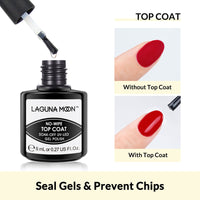 Lagunamoon LagunaMoon Gel Nail Polish Base Coat and No Wipe Top Coat Gel Polish Set Soak Off UV LED Nail Varnish Lacquer Manicure Set 2 × 8ml
