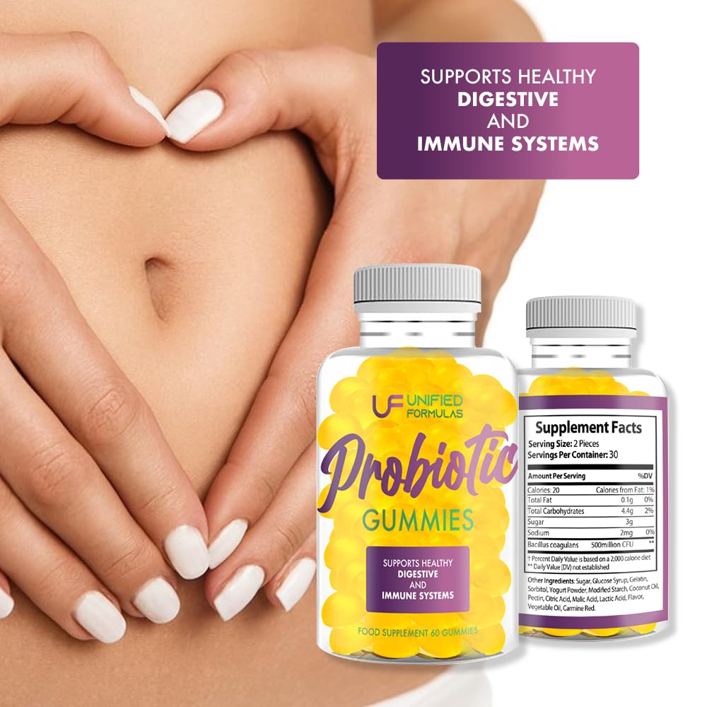 UF Unified Formulas Probiotic Gummies, Supports Helthy Digestive and Immune System, 60 Gummies