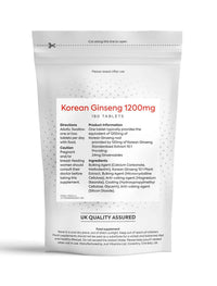 Just Vitamins Korean Ginseng (Panax Root Extract) 1200mg 180 Tablets