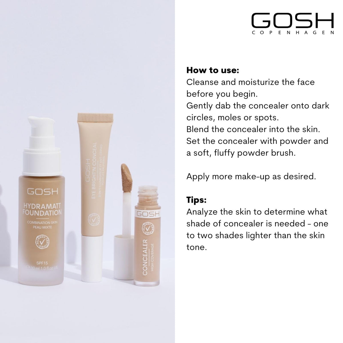 Gosh GOSH Concealer High Coverage 006 Honey I High coverage liquid concealer to cover dark circles, redness, blemishes and pimples for sensitive skin I Long-lasting, vegan and allergy-certified