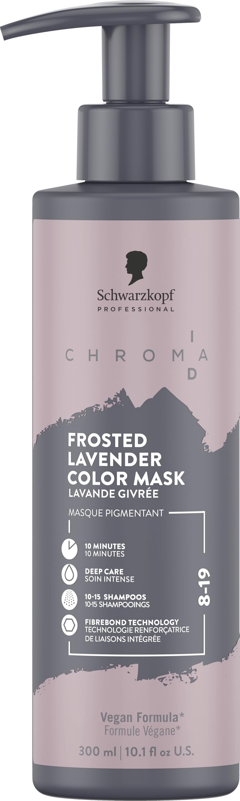 Schwarzkopf Professional CHROMA ID Bonding Color Mask Semi Permanent Mix Tone Color System Toning Enhancing Refreshing Intense Care Deep Conditioning Shine Vegan Formula 8-19 Frosted Lavender 300 ml
