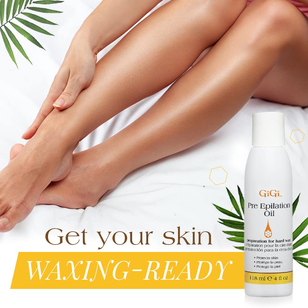 GiGi Pre Epilation Oil - Allows For Easier & More Effective Waxing While Protecting & Conditioning Skin - Preparation for Hard Wax - 118ml