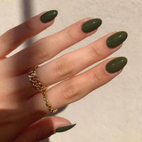 Olive Green False Nails Short Oval, SXVME Simple Acrylic Press on Nails Short, Green Fake Nails Short, Natural Solid Gel Full Cover Almond Glue on Nails For Women Fall Winter