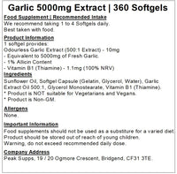 Peak Supps Garlic Extract 5000mg - 360 Softgel Capsules – 1% Allicin
