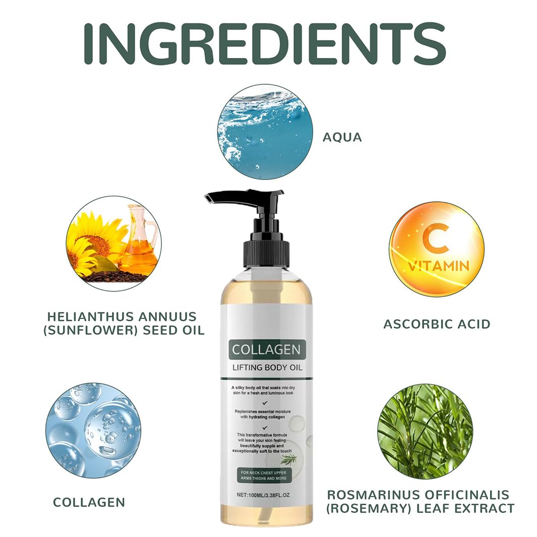 Mori Kamei Bio Oil,Collagen Lifting B-ODY O-il ，Magic B-ODY O-il Firming，Glow Essence Magic Body Oil,Firming & Tightening Body Oil forWomen，Hydrating Massage Oil for Scars，Wrinkles, and Stretch Marks 100ml