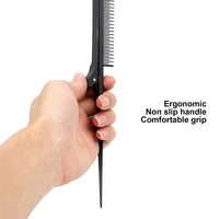 Brrnoo Hair Brush and Comb,Rat Tail Comb Salon Hairdressing Comb Hair Thinning Comb Hair Cutter Comb Rat Tail Teasing Clip Comb Professional Black Hair Salon Plastic Highlighting Comb