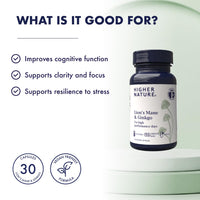 HIGHER NATURE Higher Nature - Lion's Mane & Ginkgo - for High Performance Days - High Strength Ginkgo Biloba 6000mg & Lion's Mane Mushroom 3000mg - Vegan Formula - 30 Capsules