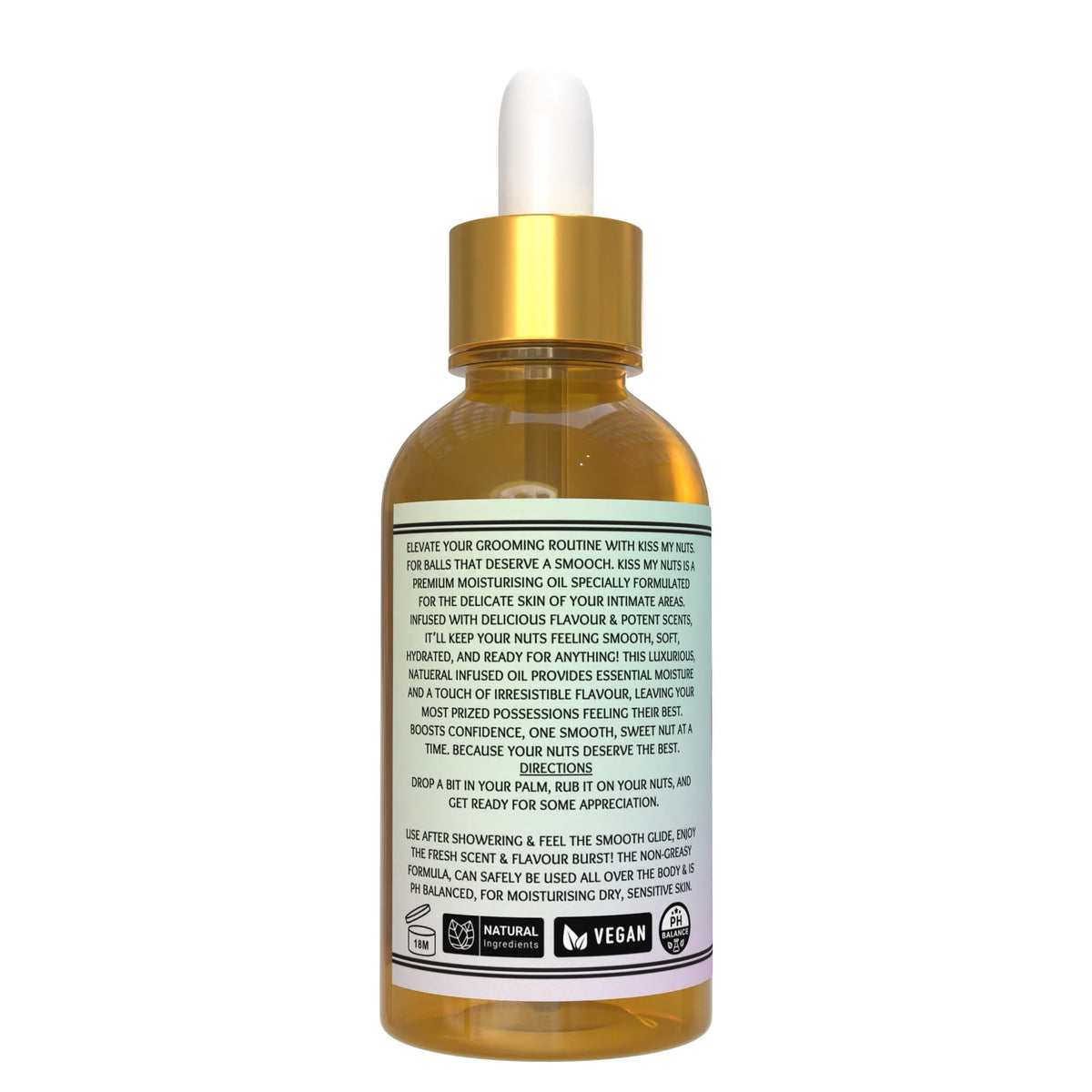 Kiss My Nuts KMN Lingam Oil [Bubbles] Premium Moisturising for Men, Smoother, Softer, Sweeter Skin Without Chaffing. Non-Greasy Flavoured Formula for Ultimate Comfort [50ml]