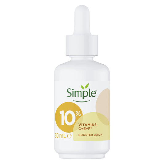 Simple 10% Vitamin C + E + F* Booster Serum Serum Skin Care Product Suitable for all Skin Types for Youthful, Glowing Skin 30 ml
