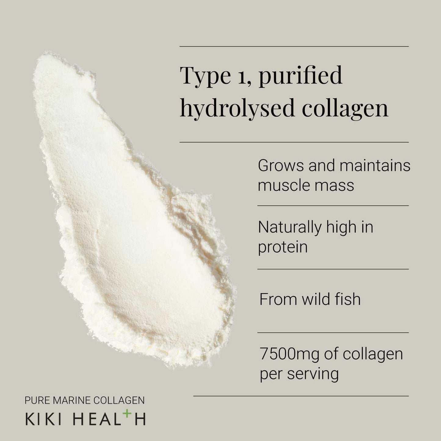 KIKI HEALTH KIKI Health Pure Marine Collagen Powder - Hydrolysed Collagen Supplements - Type 1 Purified Collagen from Wild Fish - Naturally High in Protein for Bones, Joints, & Skin – Gluten Free (20 Gram)