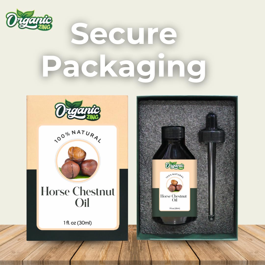 ORGANIC ZING Organic Zing Horse Chestnut Oil 30 ml (1.01 fl oz) – Cold Pressed Carrier Oil for Leg Care Formulations, Massage Blends & DIY Skin Care Preparations