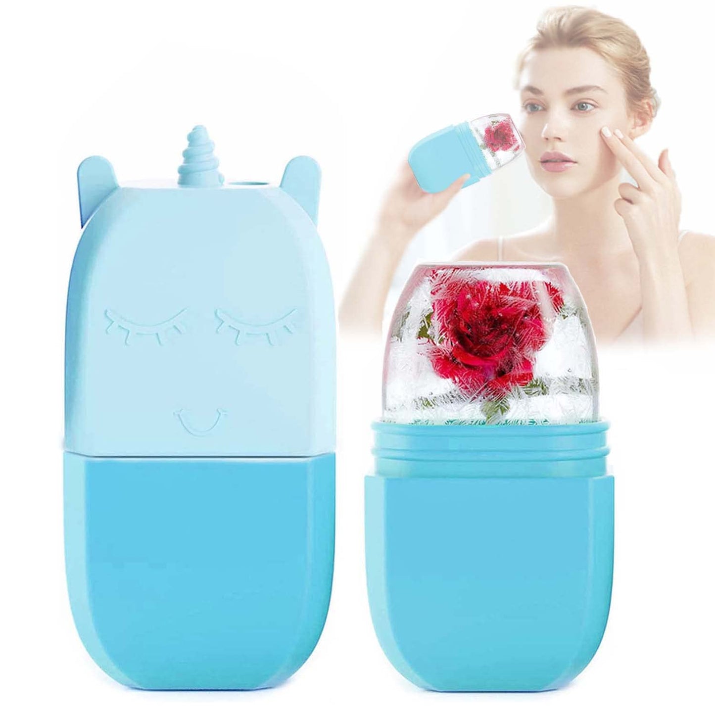 WUBAYI Ice Roller,Ice Holder for Face,Ice Roller for Face & Eyes Facial Beauty Skin Care Tools, Cube Ice Roller For Face Facial Ice Roller Gift for Skin Care(Blue)