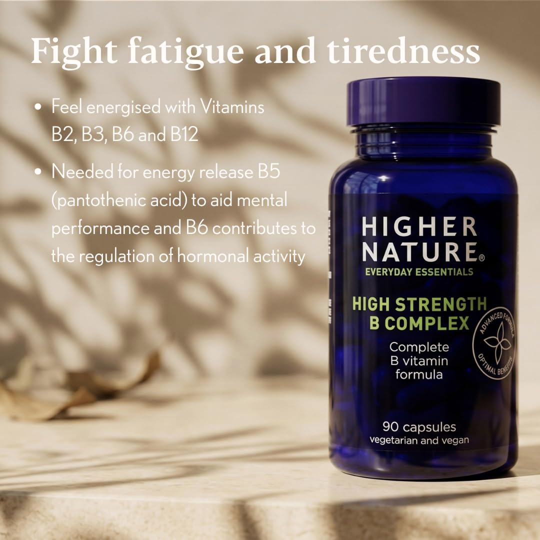 HIGHER NATURE Higher Nature - High Strength - Vitamin B Complex - Reduce Tiredness - Supports Nervous System - Vegan Friendly - 90 Capsules