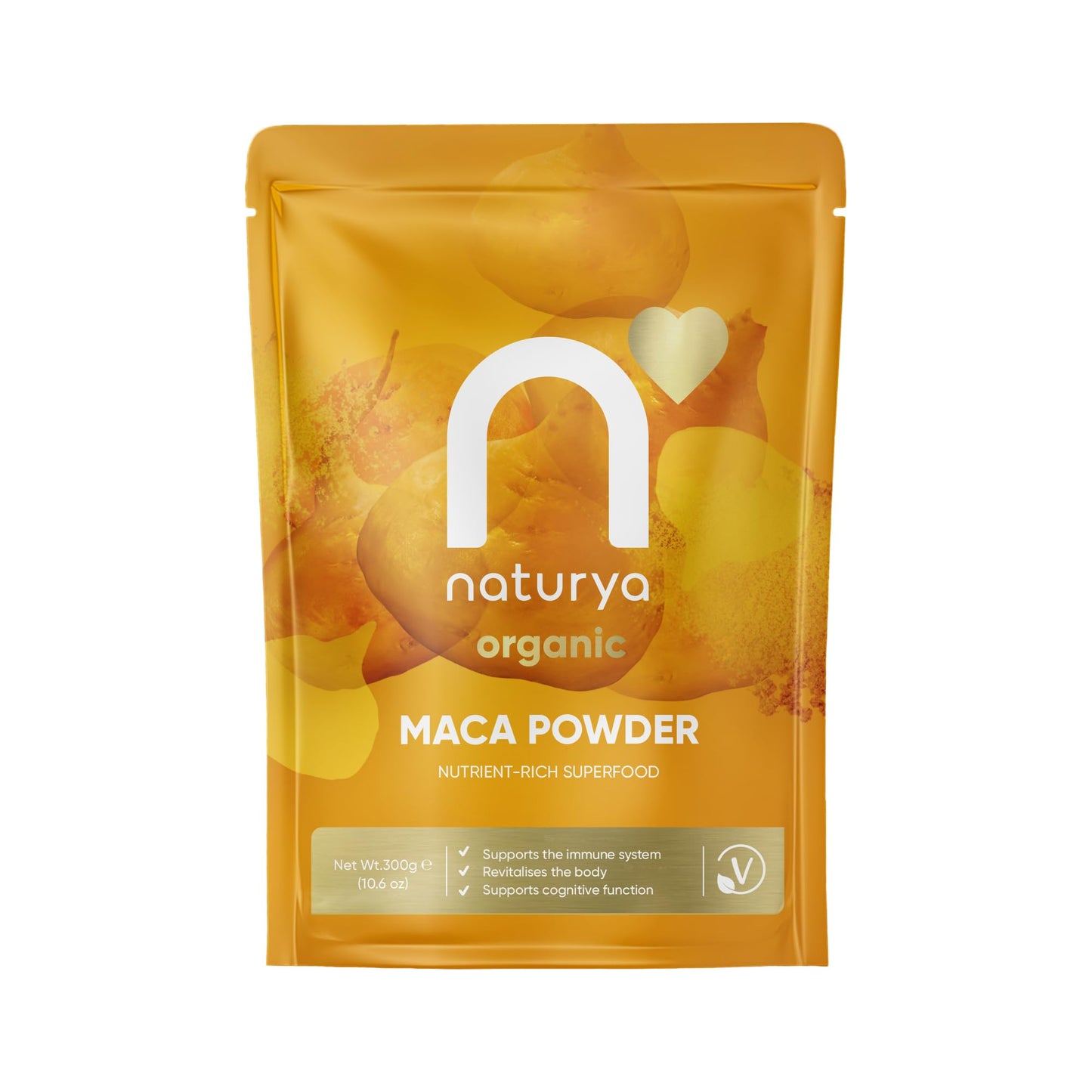 Naturya | Peruvian Organic Raw Maca Powder 300g | Certified Organic, Vegan & Kosher Superfoods | Packed with Vit B2, Iron & Fibre