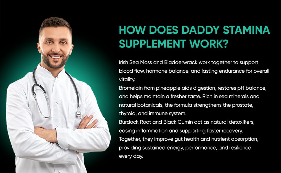 FRIEND OF DOROTHY Daddy Stamina Sea Moss Capsules - Pure Seaweed Supplement for Energy and Skin Health, Ultimate Anti-Aging Natural Supplement for Men