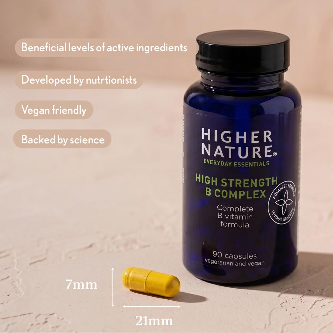 HIGHER NATURE Higher Nature - High Strength - Vitamin B Complex - Reduce Tiredness - Supports Nervous System - Vegan Friendly - 90 Capsules