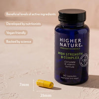 HIGHER NATURE Higher Nature - High Strength - Vitamin B Complex - Reduce Tiredness - Supports Nervous System - Vegan Friendly - 90 Capsules