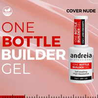 Andreia Professional Gel Builder Nail Construction - Triphasic 3 in 1 Low Viscosity - LED & UV Builder Gel in a Bottle - Nail Extension - Self Levelling High Resistance - Colour Cover Nude 14 ml