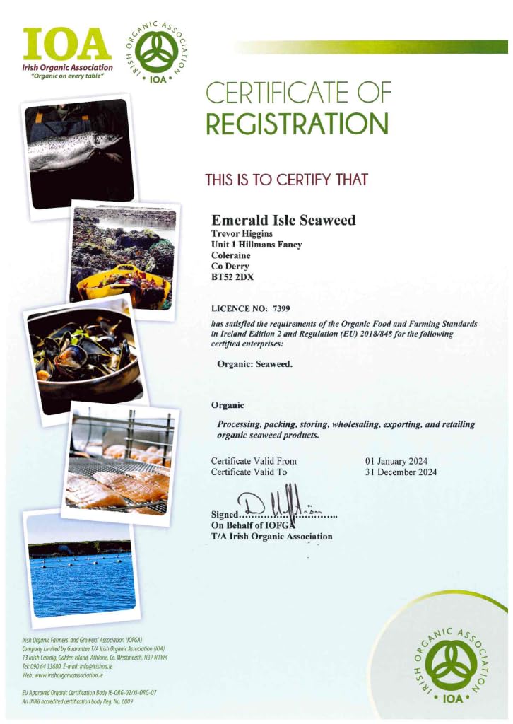 Vitamins and Minerals Dulse Seaweed Capsules Certified Organic Harvested on The North Atlantic Coast of Ireland