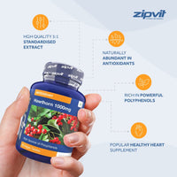 Hawthorn 1000mg, 90 Vegan Hawthorn Tablets. 3 Months Supply.