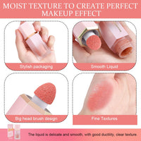 LOPHE 3 Pcs Liquid Blush for Cheeks, Soft Cream Liquid Blush Stick With Fine Glitter, Natural-Looking Face Cheek Tint Blush Makeup, Long Lasting Blendable Lightweight Moisturizing Beauty Makeup