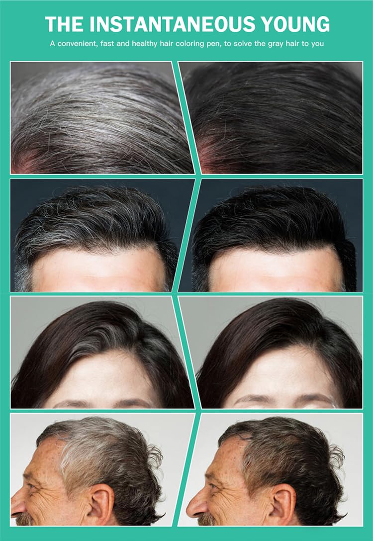 SEVICH Grey Hair Dye Brush Pens - Hair Root Touch Up Temporary White Hair Cover for Solon Home 20ml Darkbrown