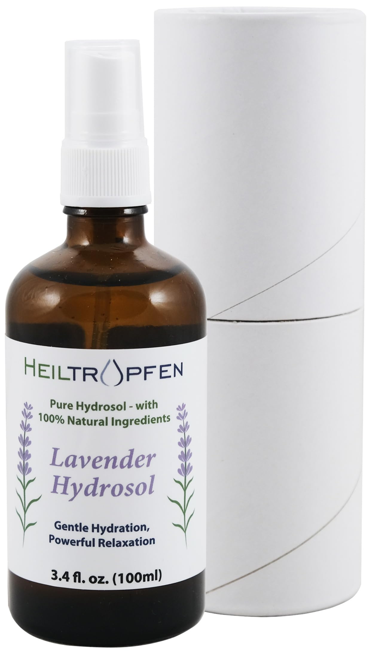 Lavender Hydrosol - Hydrolat 3.4 fl. oz. - 100 ml | 100% Natural Ingredients Hydrolate | Gentle Hydration & Powerful Relaxation | Heiltropfen®