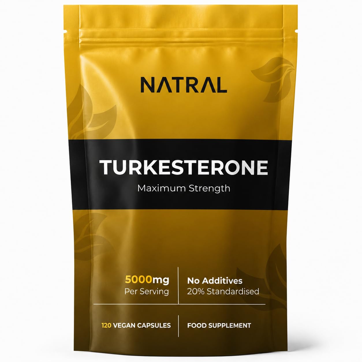 Natral Turkesterone Supplement 5000mg - 120 Caps High Strength - Standardized to 20% Ajuga Turkestanica Extract - for Muscle and Strength - Pure Extract No Additives Or Filler